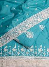 Pure Cotton Cambric Sky Blue Color Unstitched  Suit Set.